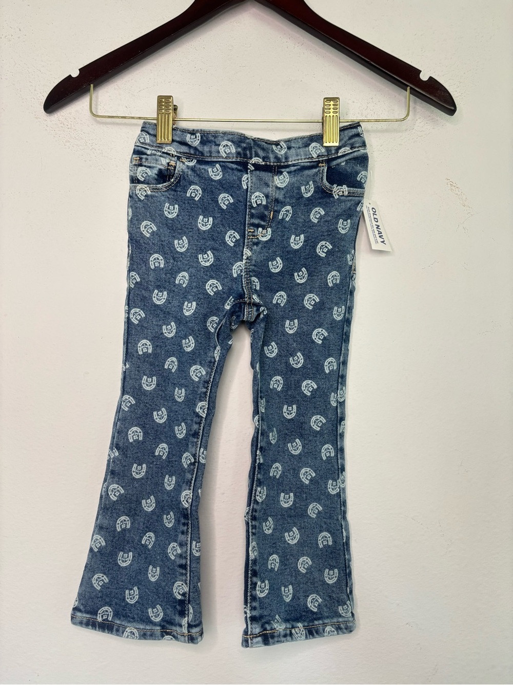 OLD NAVY NWT WESTERN PRINTED FLARED BUILT IN TOUGH GIRLS JEANS SZ 3T